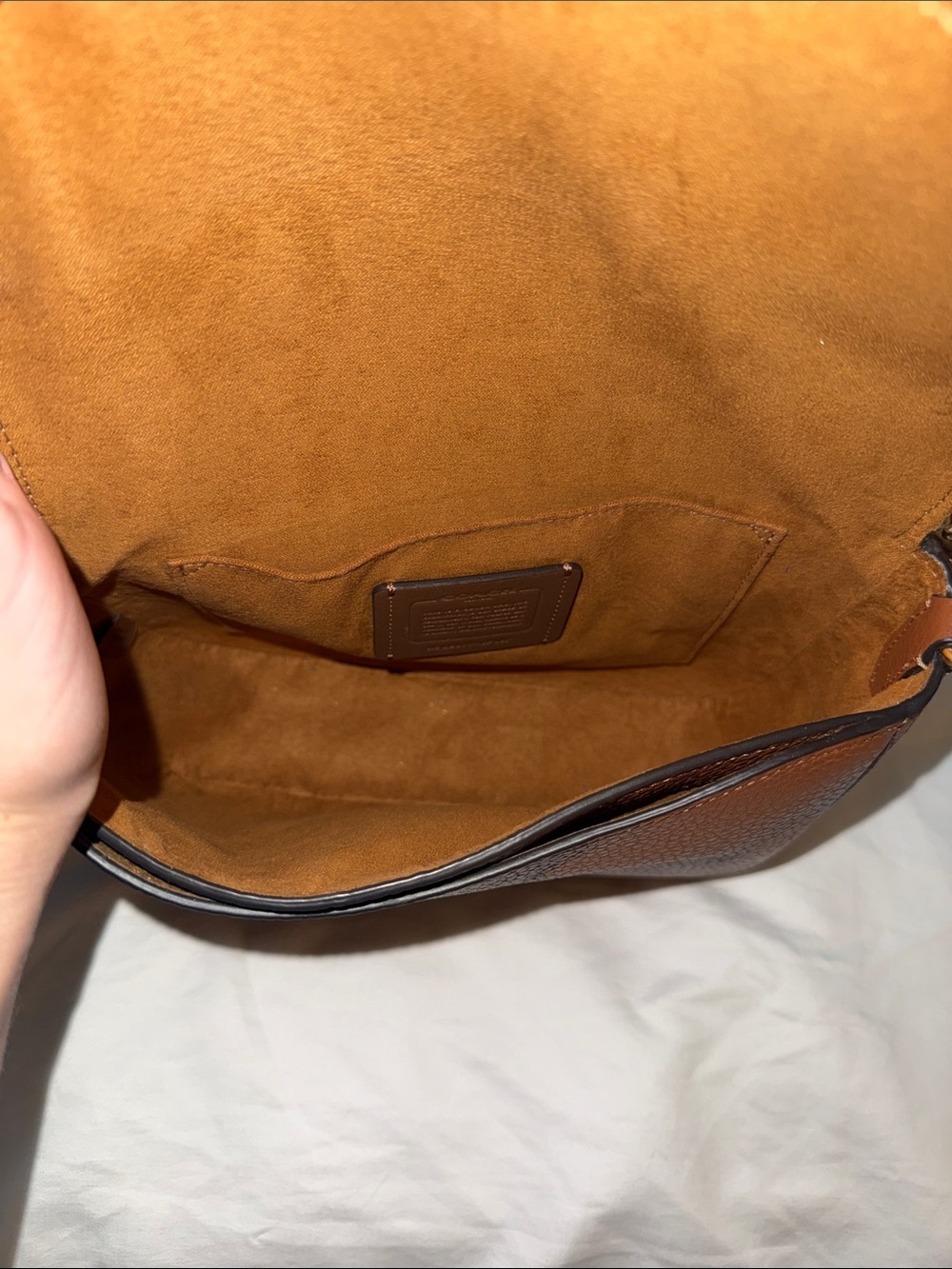 Authentic! Coach Cognac Pebbled Leather Crossbody Saddle Bag - Picture 9 of 10